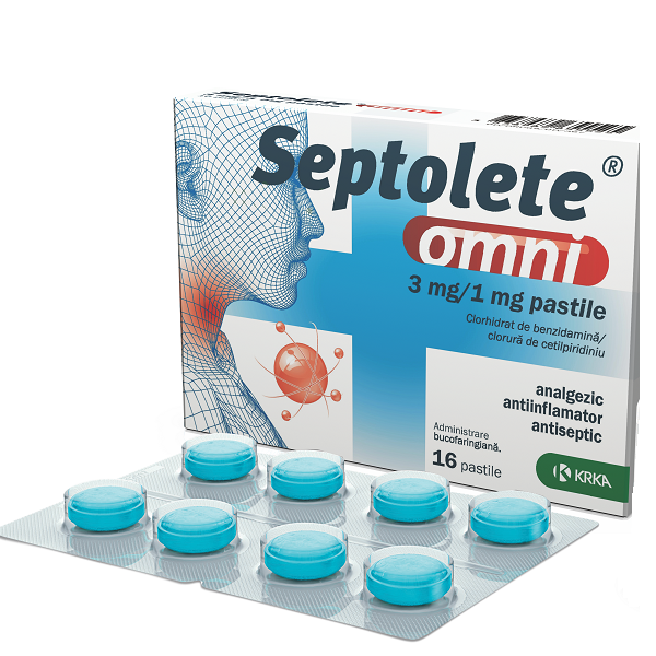 Septolete Omni Eucalipt 3 mg/1 mg, Krka | 16 pastile