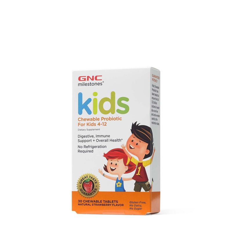 GNC Milestones Kids Chewable Probiotic, Probiotice Masticabile Pentru Copii 4-12 ani  30 tb