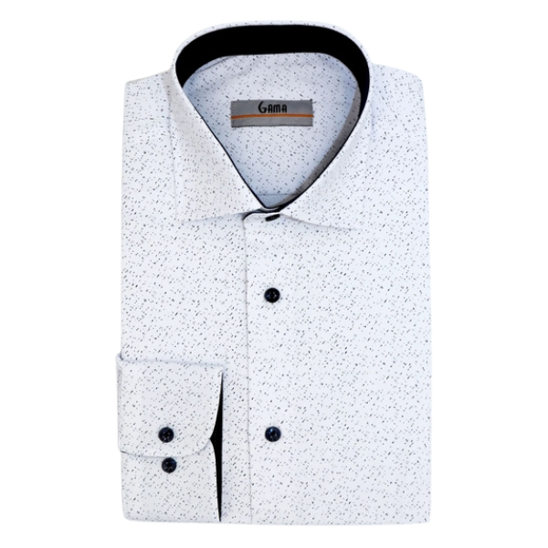 Camasa barbati CONFORT DND Y24-01 Slim Fit, alb/imprimeu bleumarin, Gama | marimea 43/44