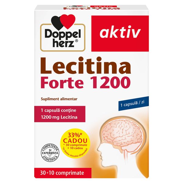 Lecitina Forte 1200 mg, Doppelherz Aktiv | 30 capsule + 10 capsule CADOU
