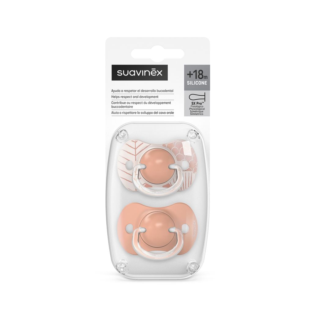 Suzeta fiziologica din silicon SX Pro Dreams, +18 luni, Piersica, 2 bucati, Suavinex