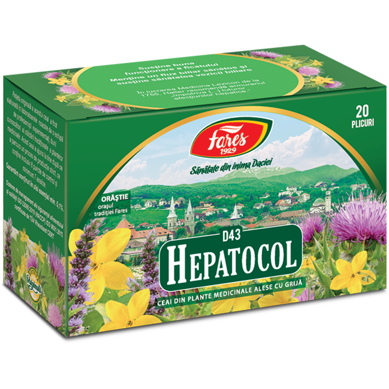 Hepatocol, D43, ceai la plic, Fares | 20 plicuri