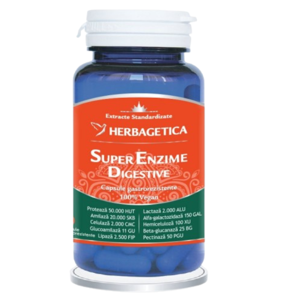Super Enzime Digestive, Herbagetica | 60 capsule