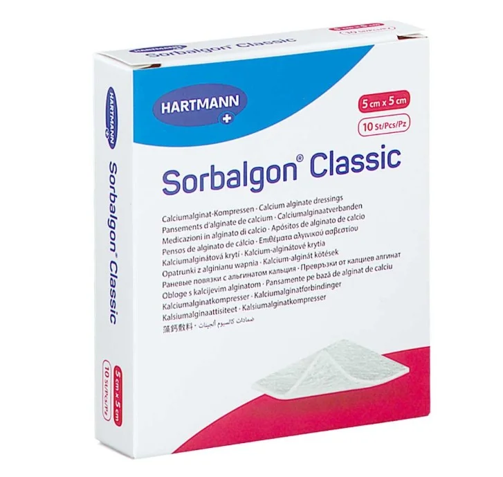 COMPRESE ALGINAT CA 5X5CM SORBALGON CLASSIC