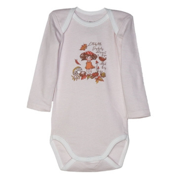 Body maneca lunga DL10 Little Girl roz/alb dungi, Danina | 18 luni