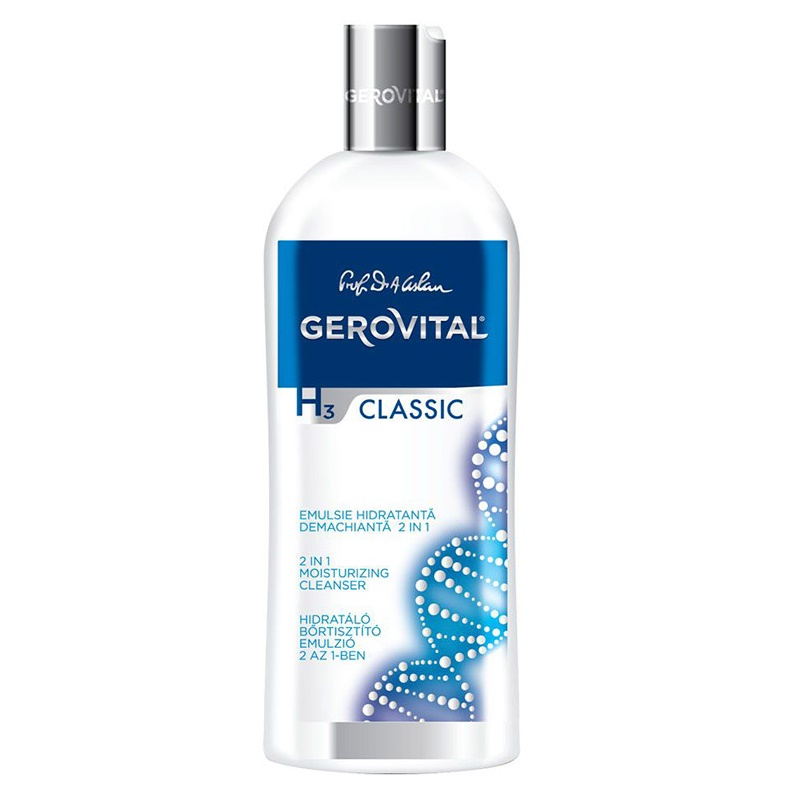 Emulsie hidratanta si demachianta 2 in 1 H3 Classic, Gerovital, Farmec | 200 ml