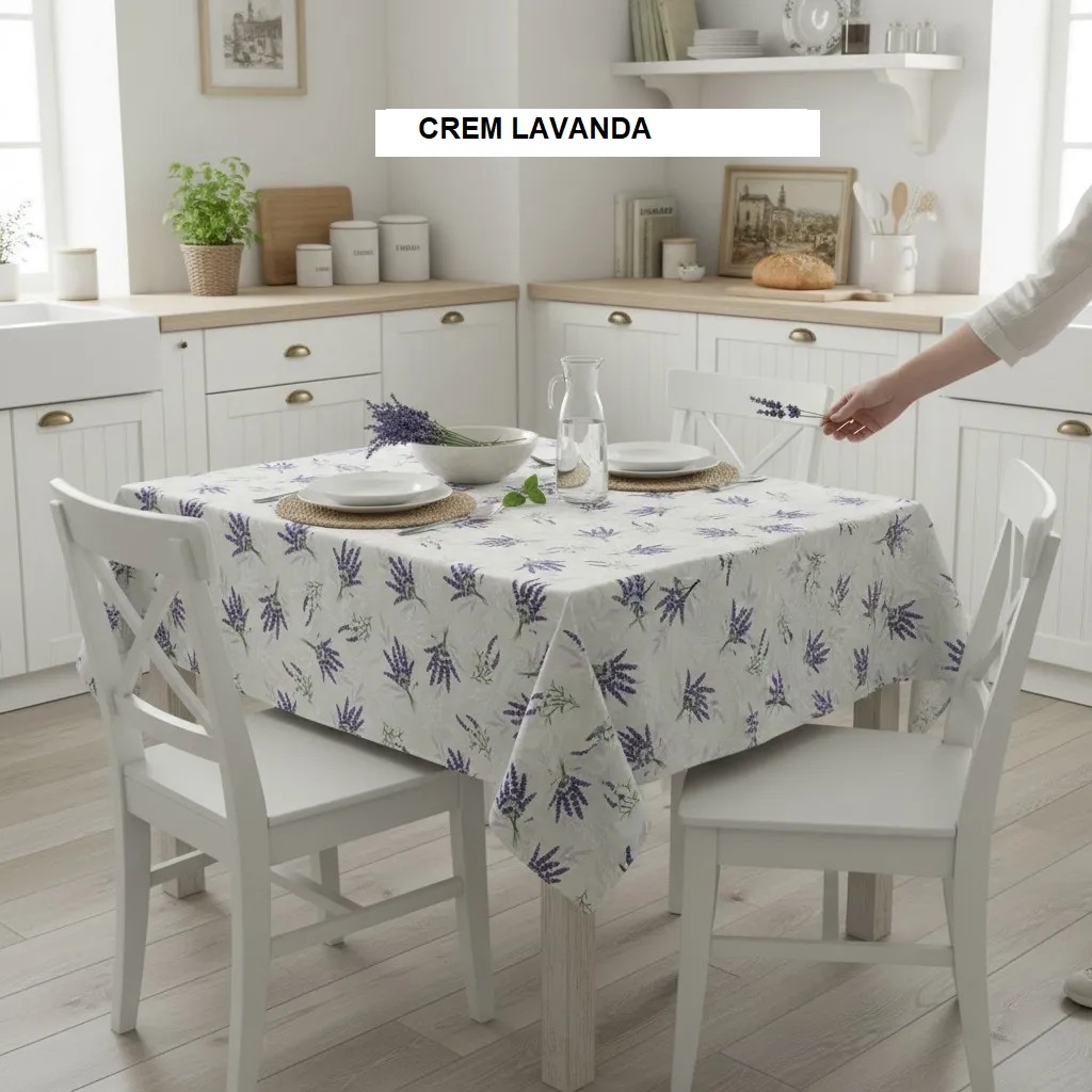 Fata de masa teflonata antimurdarire crem lavanda 140x180 cm, Ralex | 1 buc