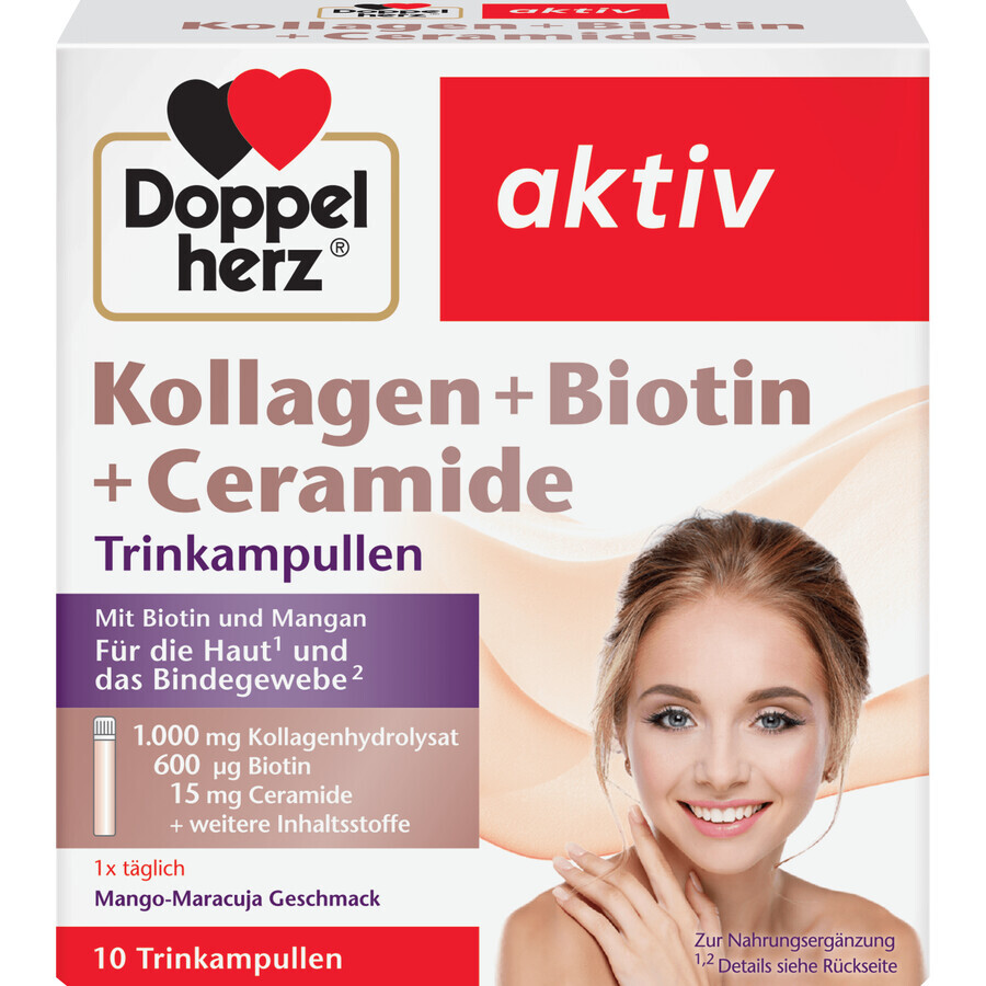 Kollagen + Biotina + Ceramide, Doppelherz Aktiv | 10 flacoane