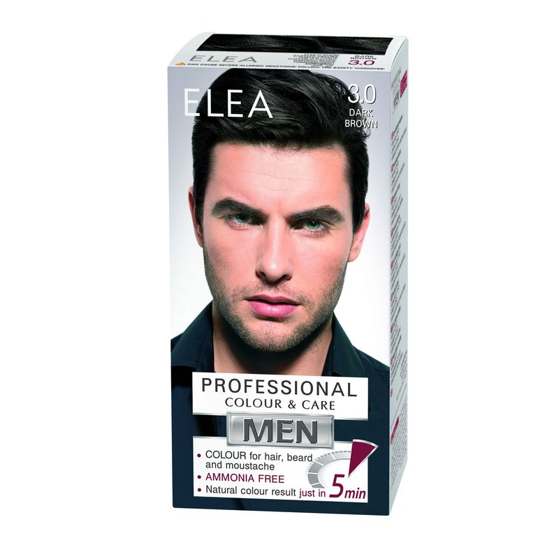 Vopsea barbati pentru par, barba si mustata 3.0 - Saten Inchis, Elea Professional | 100 ml