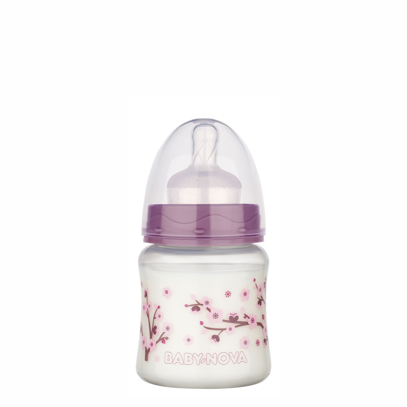 Biberon PP decorat cu gat larg si sistem anticolici 0-24 luni, 45001, Baby Nova | 150 ml