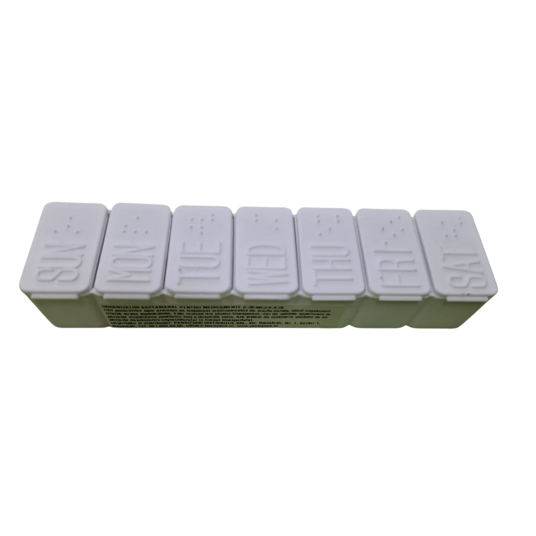 Organizator de medicamente saptamanal din plastic 19023S | 7 compartimente