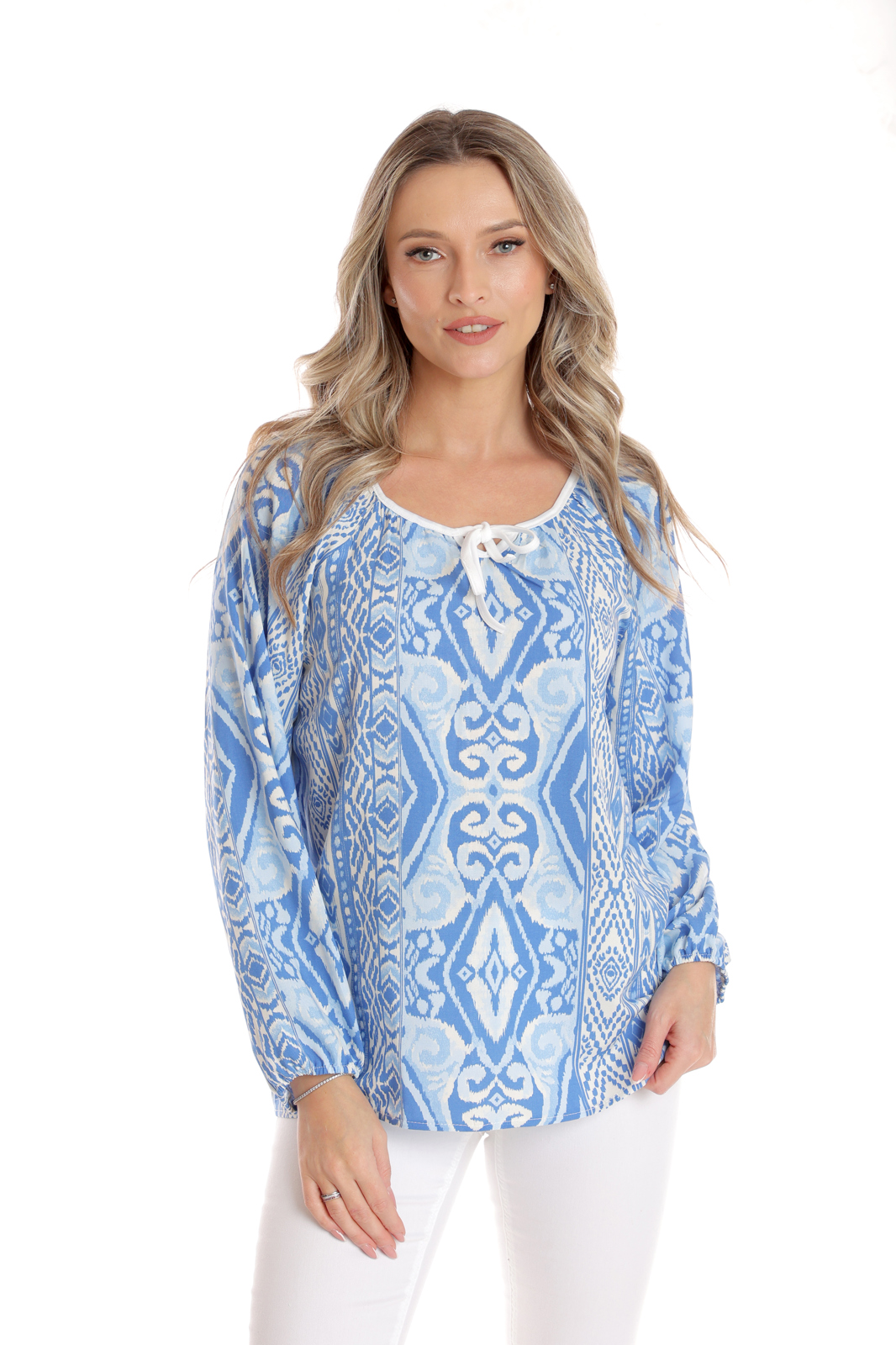 Bluza ie CP25027 alb & bleu & albastru, Cesy | marimea XXL