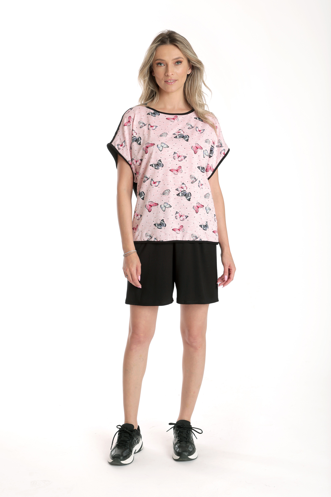 Tinuta de vara CV24068 negru/roz fluture, Cesy | marimea L