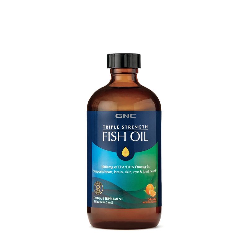 GNC Triple Strenght Ulei de Peste cu Aroma Naturala de Portocale | 236,5 ML