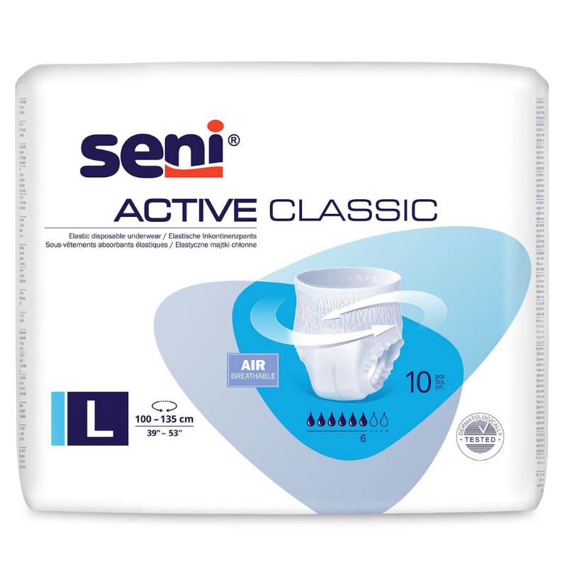 Chilot elastic absorbant SENI ACTIVE CLASSIC, Large, TZMO | 10 buc