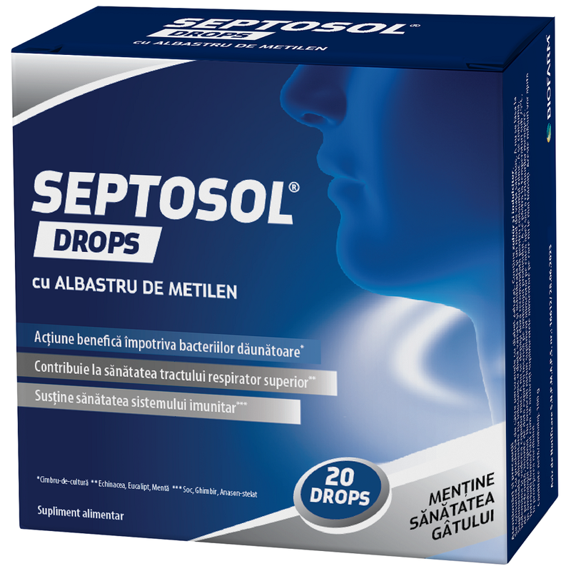 Septosol cu albastru de metilen, Biofarm | 20 dropsuri