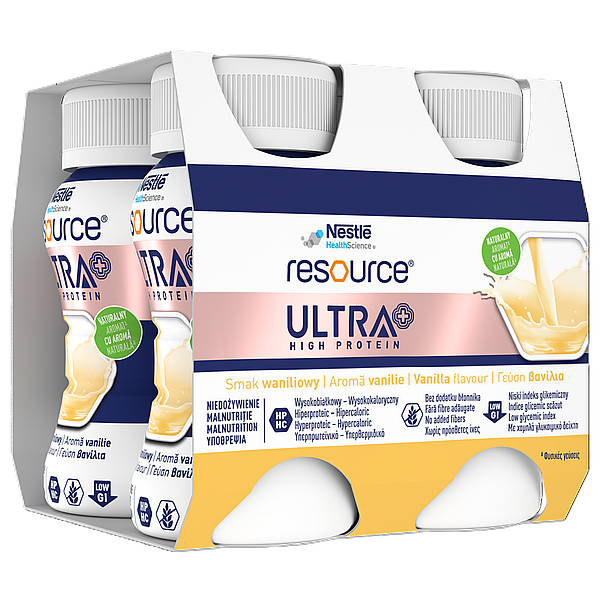 Resource Ultra+ High Protein cu aroma de vanilie, Nestle | 125 ml, 4 flacoane
