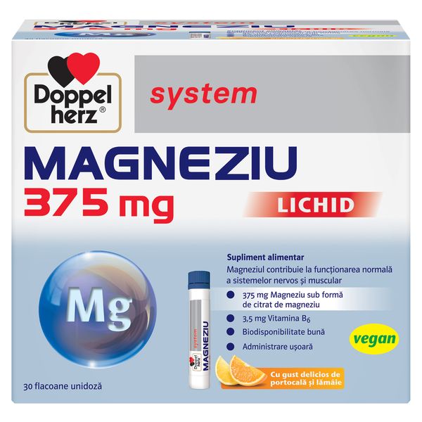 Magneziu lichid 375 mg, Doppelherz System | 30 flacoane
