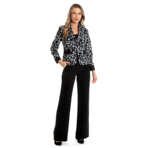 Sacou dama DV24S55 negru/alb floral, Dress to Impress | marimea 36