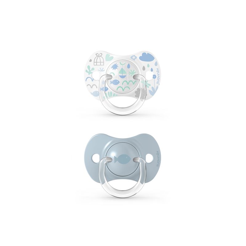 Suzeta silicon Fizio SX Pro 0-6 luni Memories blue, Suavinex  | 2 bucati
