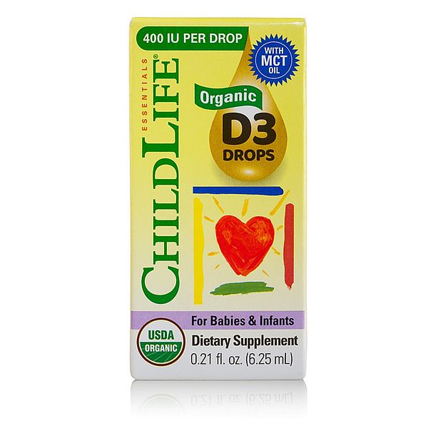 Organic Vitamin D3 ChildLife Essentials 400 UI, picături pentru copii, Secom | 6,25 ml