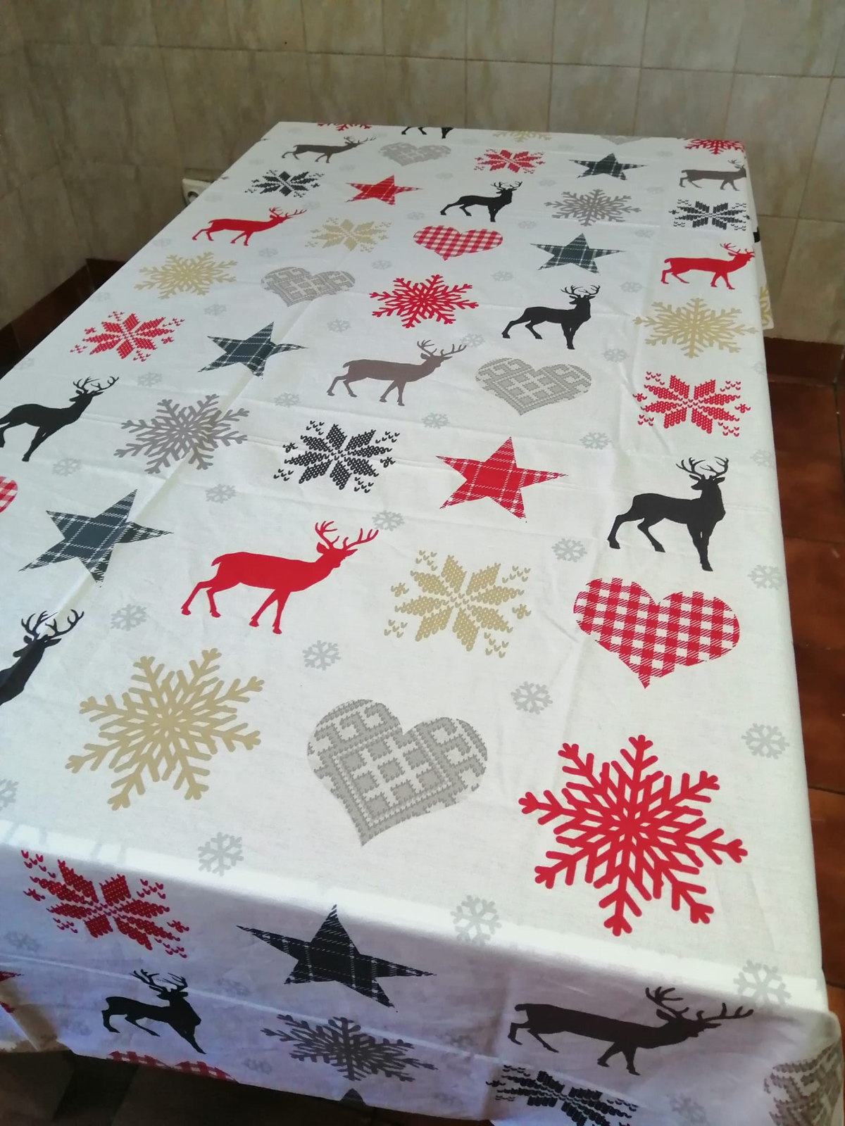 Fata de masa (mare) BBC Ranforce, alb/reni, 250x150 cm, Andana | 1 buc