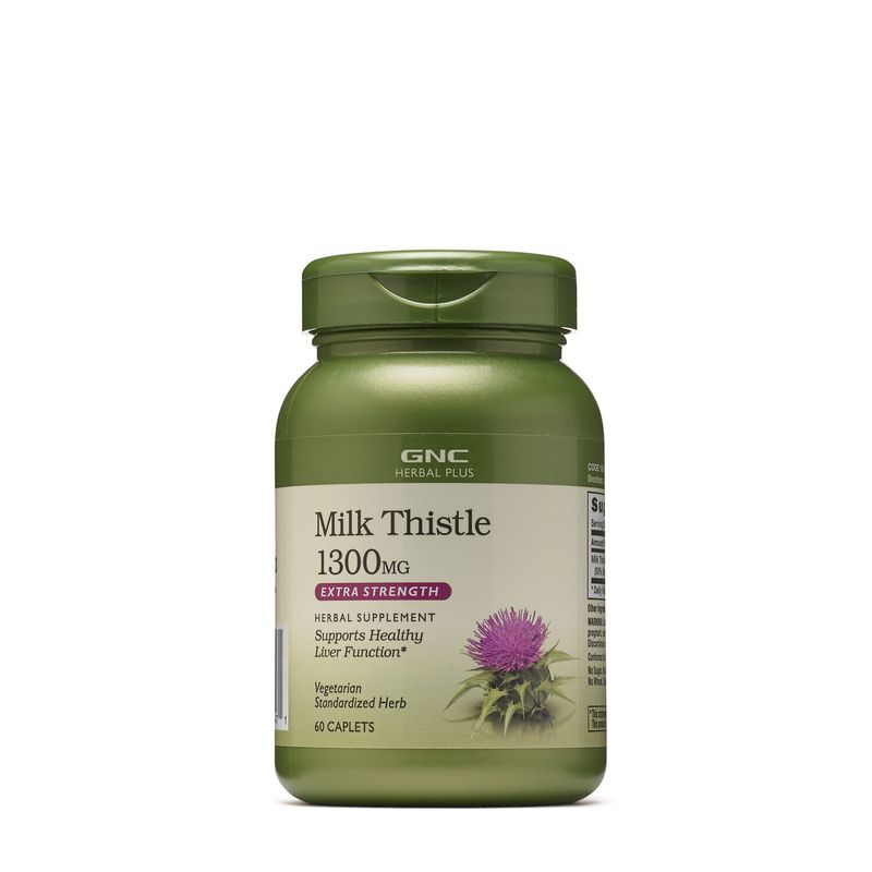 GNC Herbal Plus Milk Thistle 1300 Mg, Extract Standardizat De Silimarina | 60 Tb