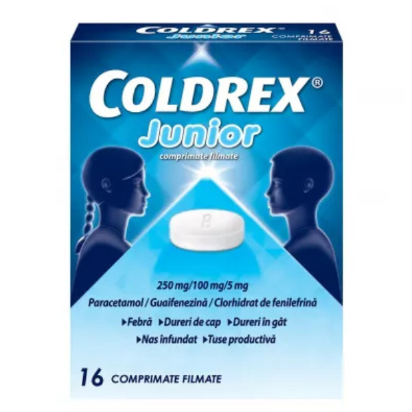 Coldrex Junior 250 mg/100 mg/5 mg, Perrigo | 16 comprimate filmate