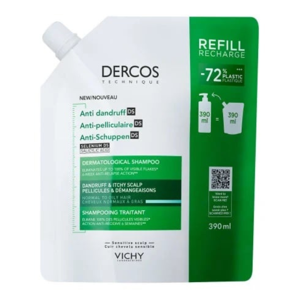 Rezerva eco sampon anti-matreata pentru par normal-gras, Vichy | 390 ml