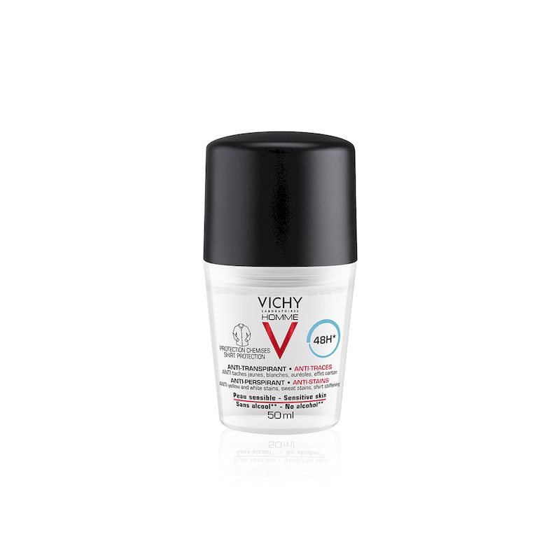 Vichy Homme Deodorant roll-on antiperspirant pentru barbati 48h anti-urme | 50 ml