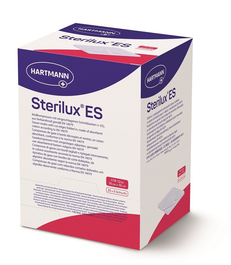 Comprese sterile din tifon Sterilux ES, 10 cm x 10 cm, Hartmann | 25 plicuri