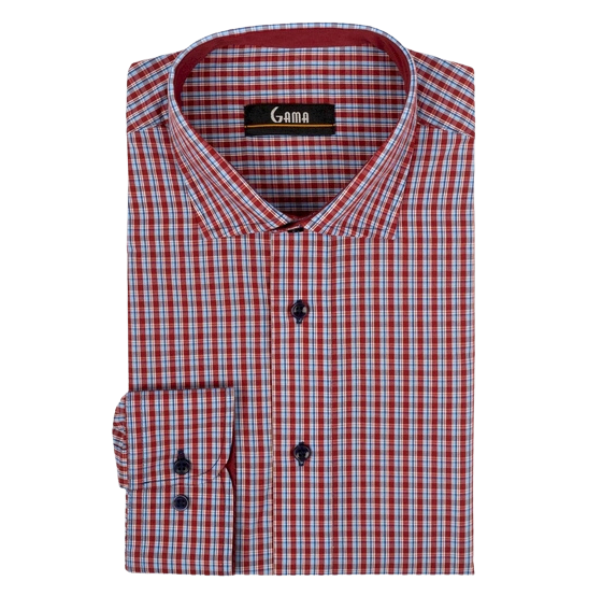 Camasa barbati 24-1924 Slim Fit, bordo/albastru carouri, Gama | marimea 41/42