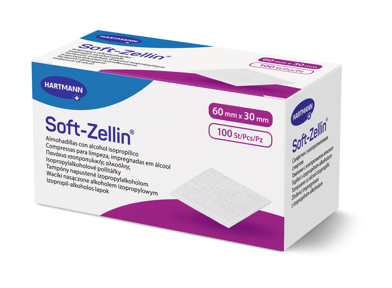 Tampoane cu alcool Soft Zellin C, 60 x 30 mm, Hartmann | 100 bucati