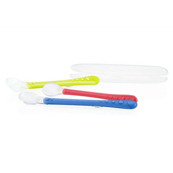 Lingurita silicon flexibila cu coada lunga si cutie depozitare +3 luni, Nubu | 1 buc