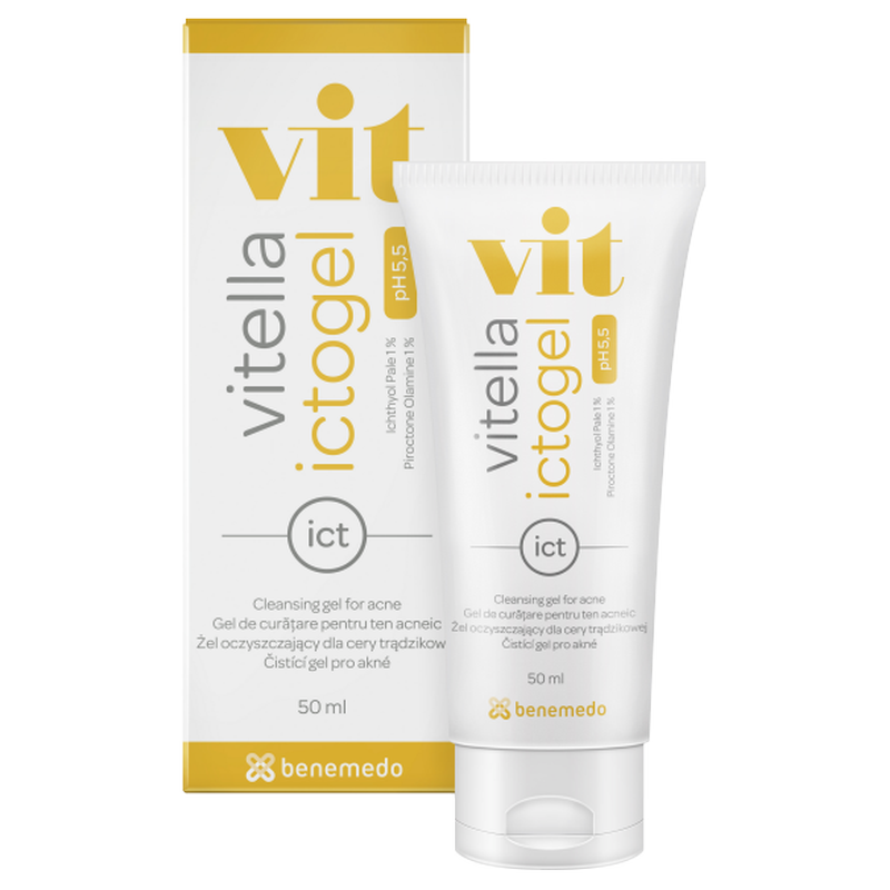 Gel de spalare pentru ten gras si acneic Vitella Ictogel,  Benemedo | 50 ml
