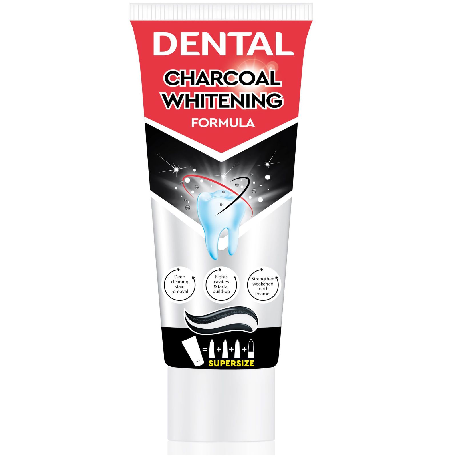 Pasta de dinti Dental Jumbo Whitening cu carbune, Rubella | 250 ml