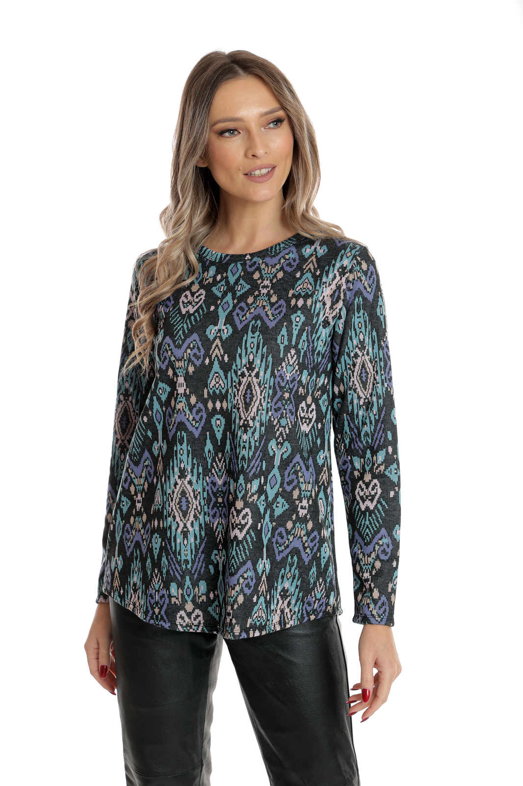 Bluza CI25011 bleumarin & mov & turcoaz arabesc, Cesy | marimea XL