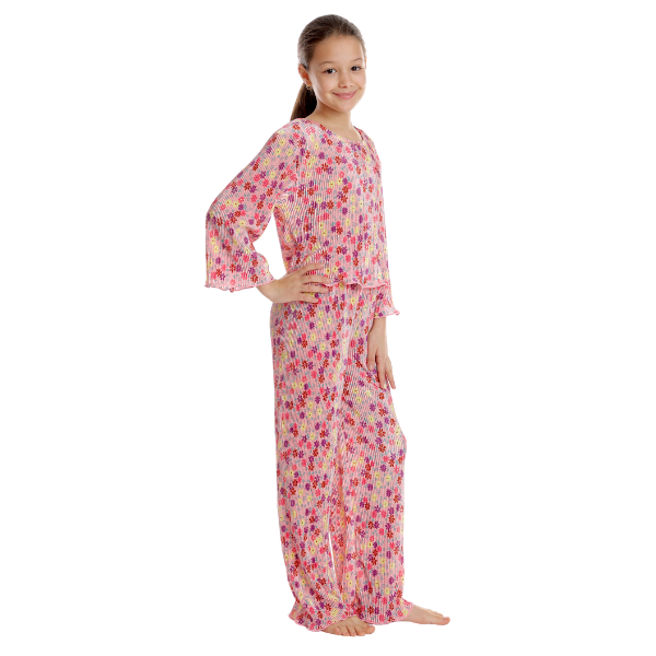 Tinuta fete AP2532 roz/floral multicolor, Andana | marimea 34 (7/8 ani)