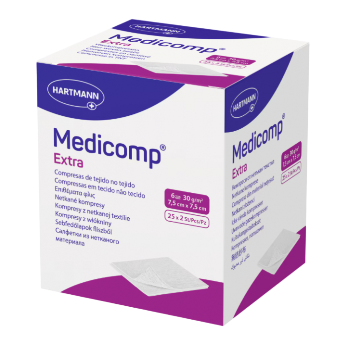 Comprese sterile Medicomp Extra, 7,5 x 7,5 cm, Hartmann | 25 bucati