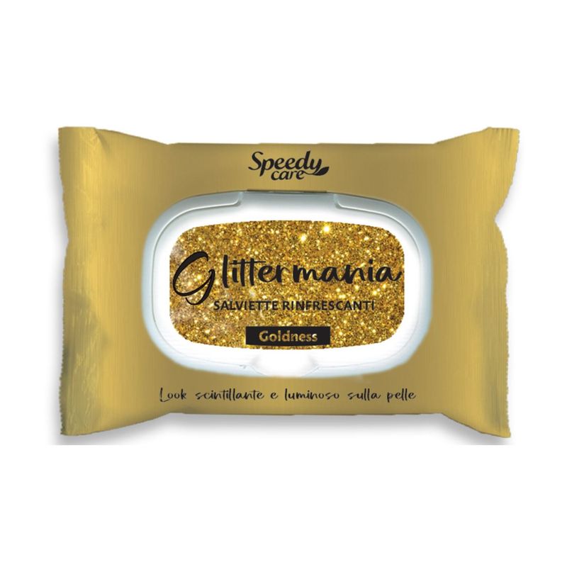Servetele refreshing cu sclipici pentru fata si corp  Glittermania Goldness Auriu, O-Pac | 15 buc