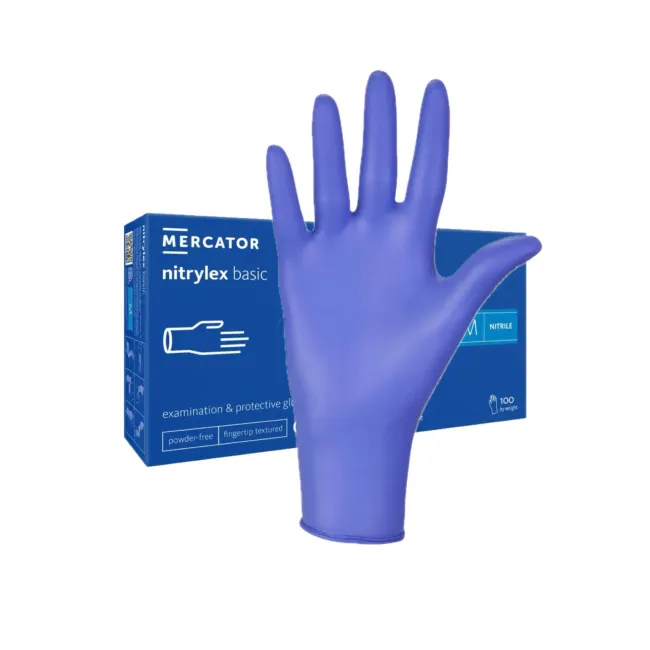 Manusi Nitril fara pudra NITRYLEX Basic Dark Blue S, Mercator Medical | cutie x 100 bucati