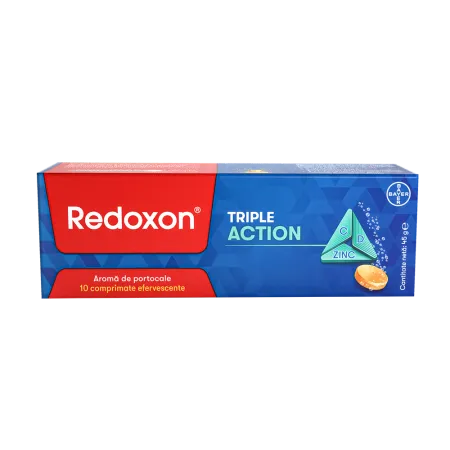 Redoxon Triple Action cu vitamina C, D si Zinc, Bayer | 10 comprimate