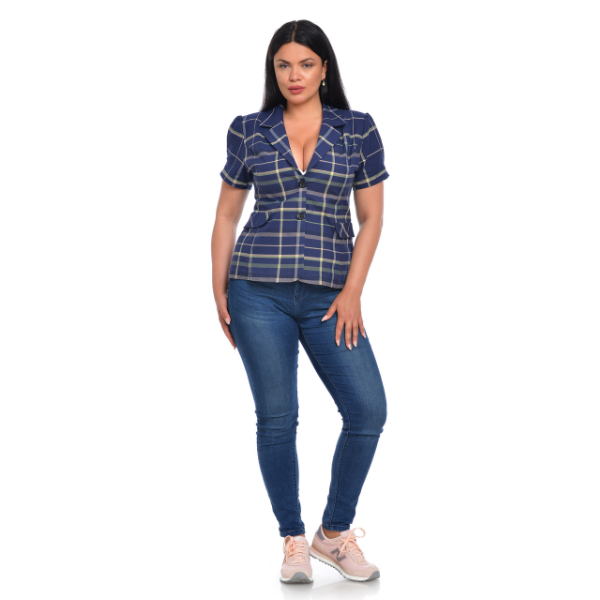 Sacou dama DV22S40 bleumarin/carouri, Dress to Impress | marimea 42