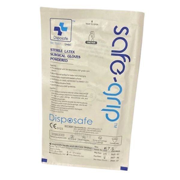 Manusi chirurgicale sterile din latex, pudrate, Roval Med, Marimea 7,5 | 1 pereche 