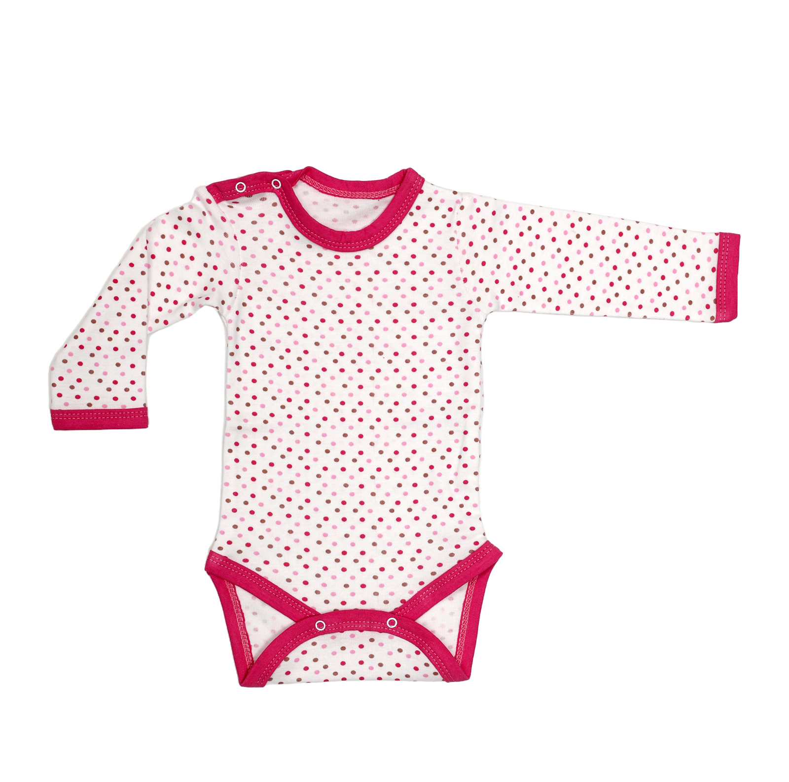 Body 4 capse maneca lunga RB07 alb/bulinute colorate, Rombaby | 9/12 luni