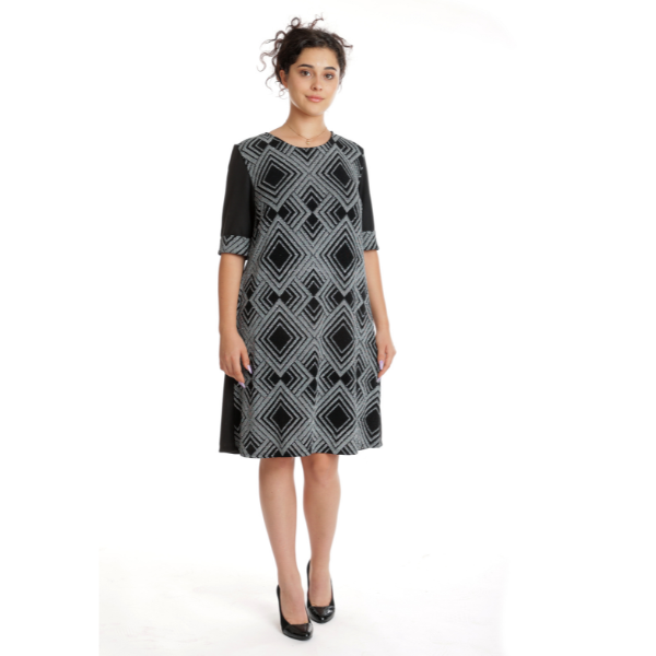 Rochie CT24081 (cu sclipici) SIZE negru/argintiu, Cesy | marimea XXXL