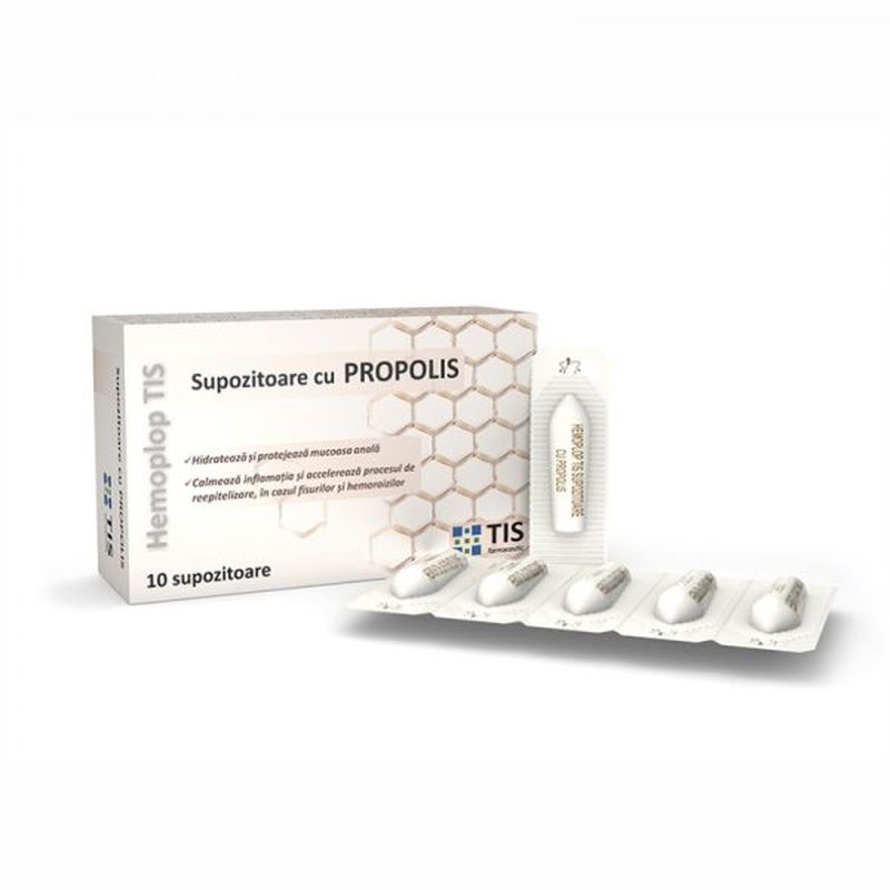 HEMOPLOP SUPOZITOARE ANTIHEMOROIDALE CU PROPOLIS X10