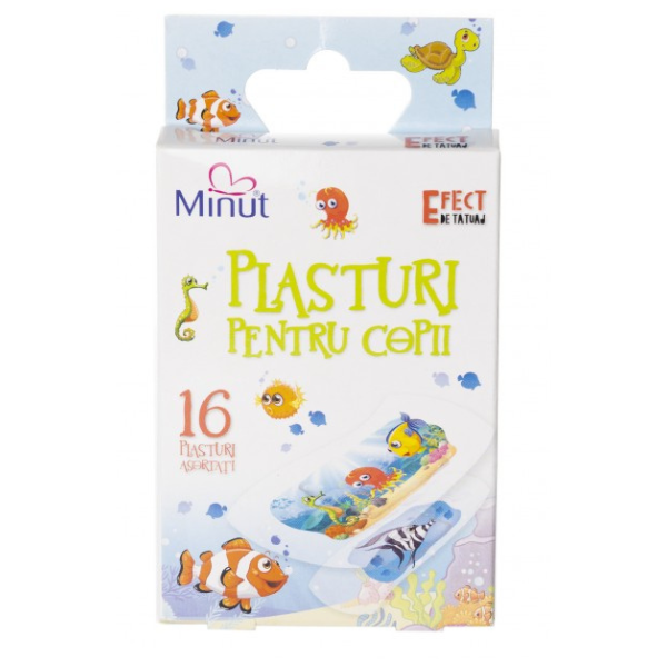 Plasturi pentru copii asortati, tatuaj X 16 Buc, Minut