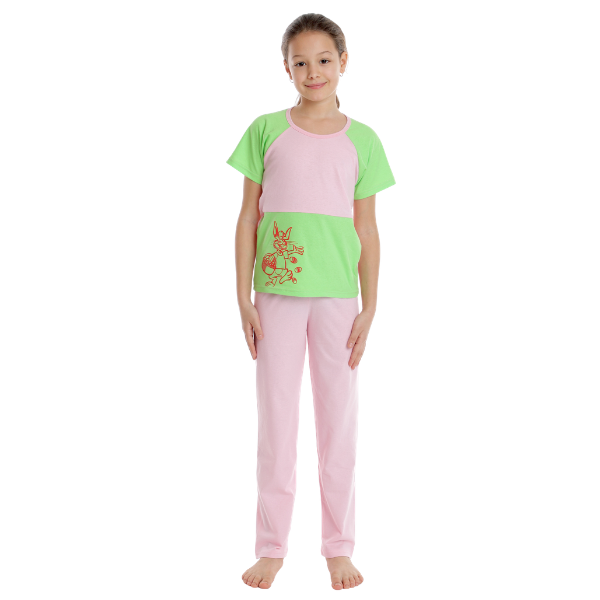 Pijama copii (fete) AP2520 roz/vernil, Andana | marimea 34 (7/8 ani)