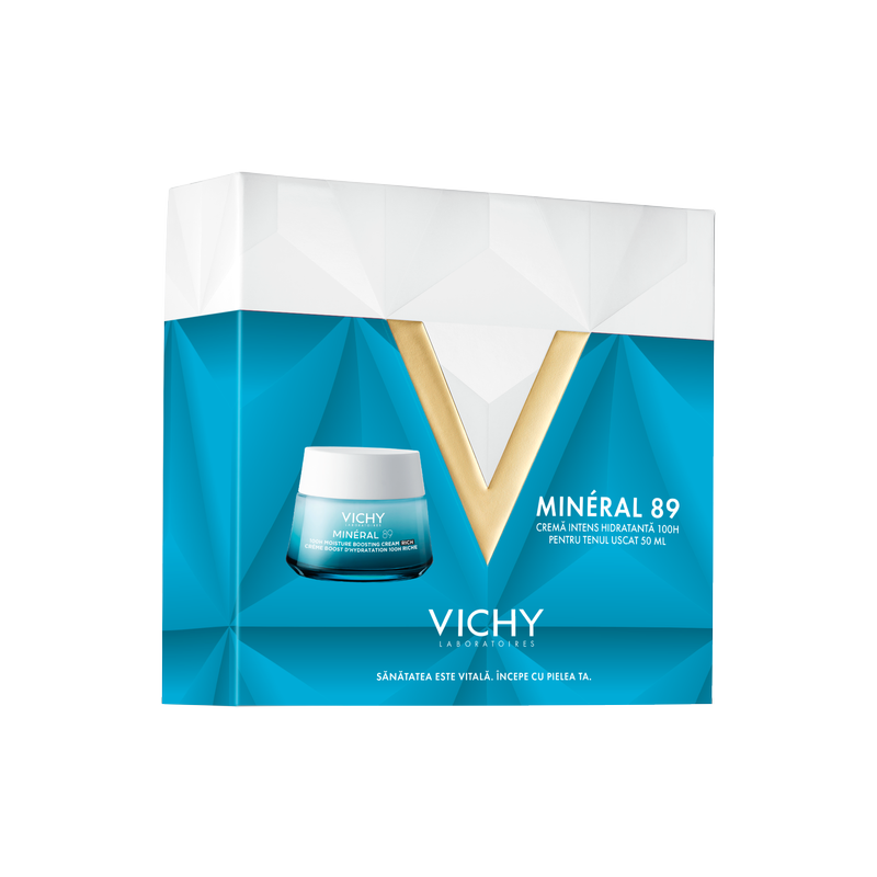 Xmas Pachet crema intens hidratanta 100H pentru tenul uscat Mineral 89, 50 ml, Vichy